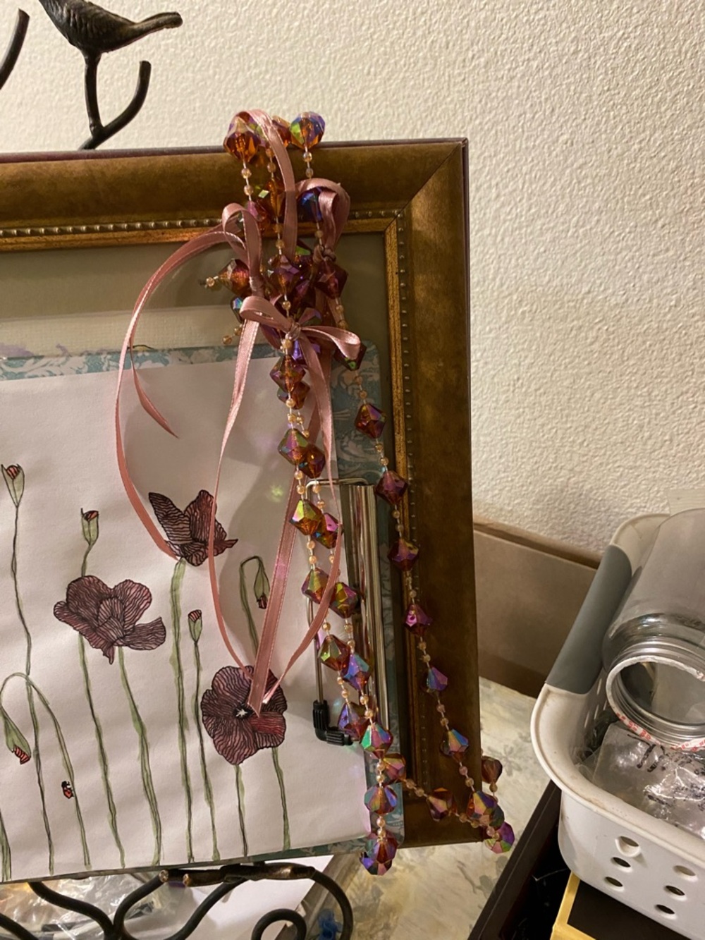 Hand Crafted Purple Iridescent Crystal Bib Necklace - Picture 6 of 6